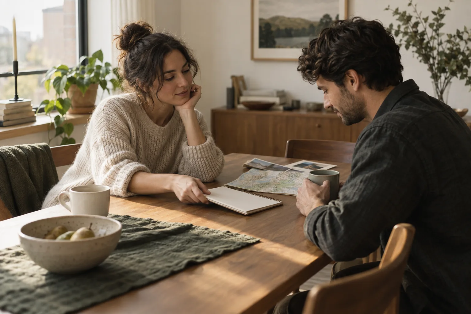 A couple at the kitchen table